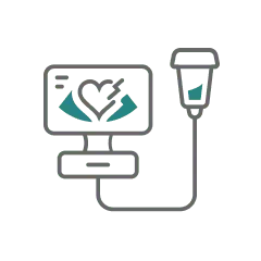 arte com um aparelho realizando exame com um coração dentro do monitor